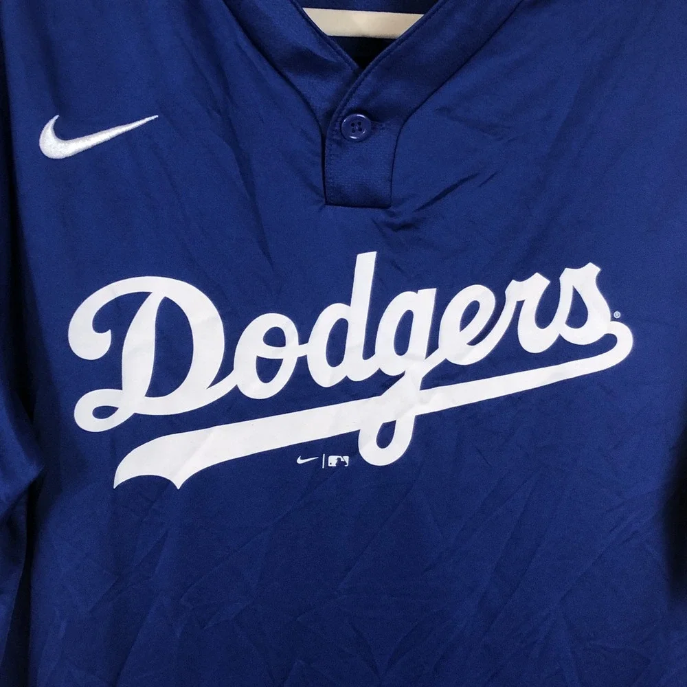 Nike MLB Los Angeles Dodgers Pullover #9 Baseball Jersey Men's Sz M Blue White